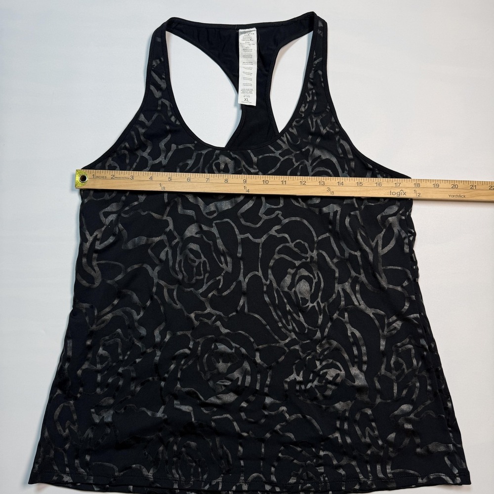 Fabletics Tank Top Womens XL Black Floral Racerback Athletic Workout Gym - Picture 6 of 6